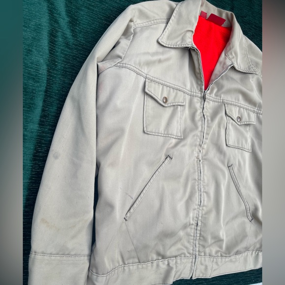 Vintage Dickies Zip Jacket Sherpa lined Khaki LOOKS (XL) Measurements in Photos - Picture 14 of 15